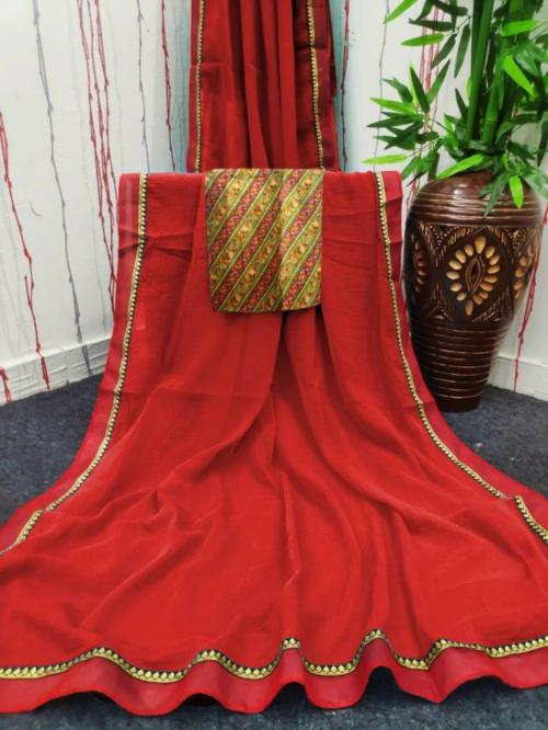 Sareez House Women Red Digital Print Chiffon Bollywood Saree (Lehri-Paytm-Red)