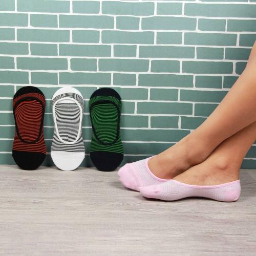 Bonjour Women's Multicoloured Cotton Loafer Socks- Pack of 4