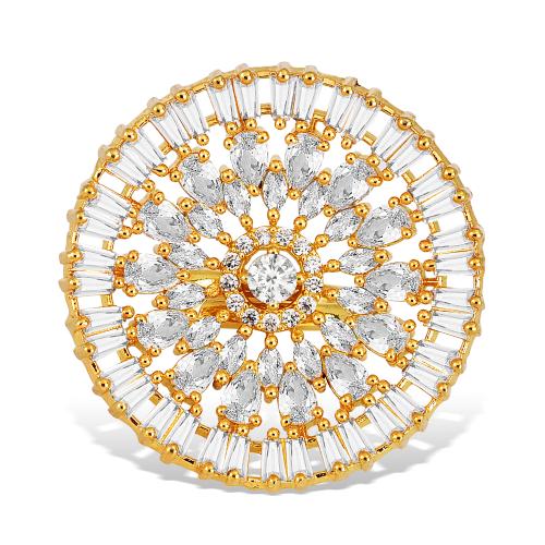 EXQUISITE 008 ELEGANT SOLLITAIRE MIRROR WORK GOLD PLATED