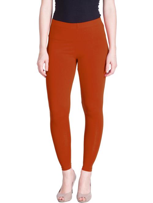 LYRA Rust Superior staple cotton Ankle Length Leggings.Look like new even after repeated washing,Suitably designed to mould any body shape perfectly.