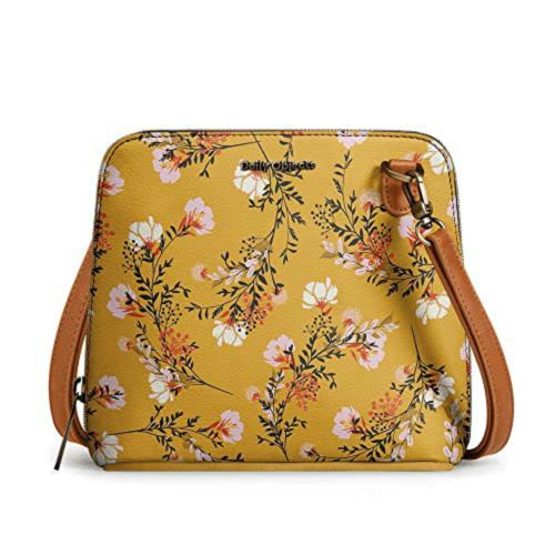 DailyObjects Womens Mustard Flowers Crossbody Bag (Must-Flow-Dobk-Trapeze-Crossbody-Bag)