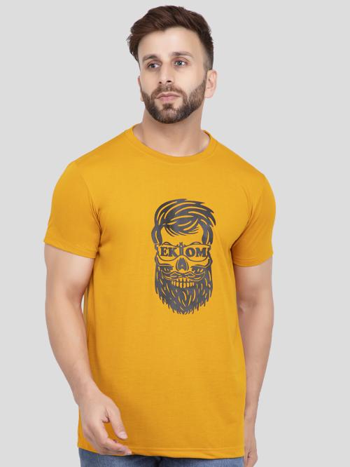 Ekom Beard Man Half Sleeve Tshirt - Mustard