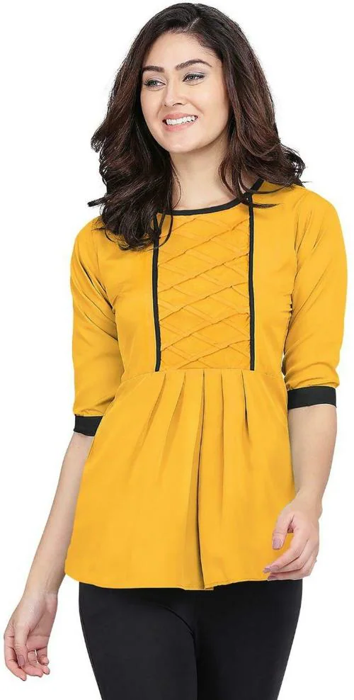 LADIESORA FASHION Casual Solid Women Yellow Top