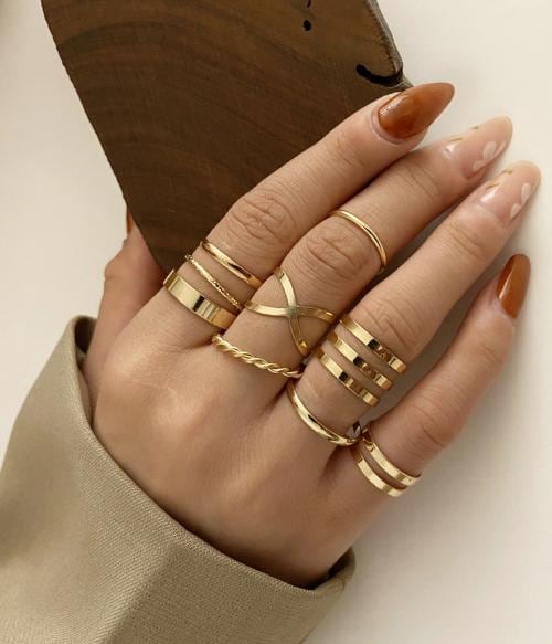 Vembley Gold Plated Seven Piece Trendy Dailywear Western Designs Ring Set
