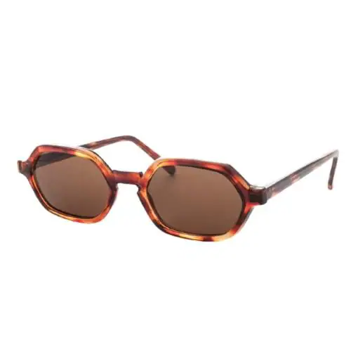 CREATURE Hexagonal Sunglasses for Men Women Vintage Retro Plastic Octagon Geometric Frame (SUN-090-TRG PRT-BRN) (TIGER PRINT)