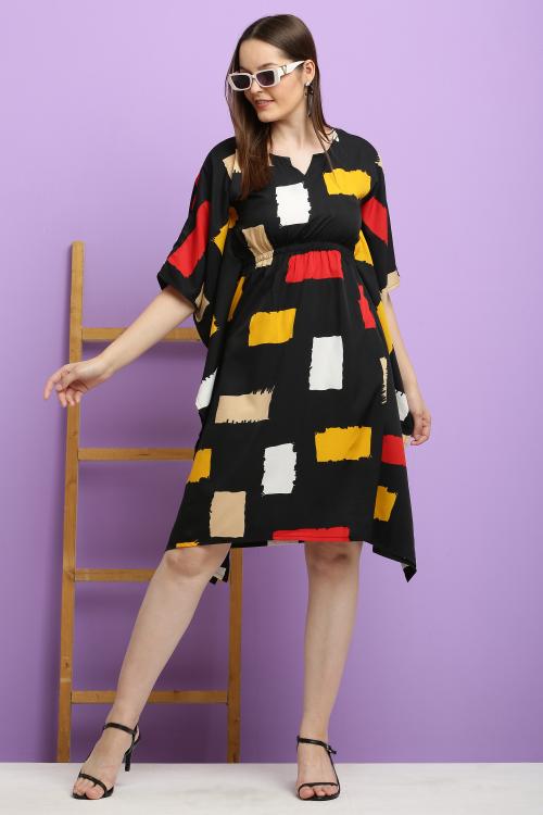 CLOTHINK India Women Kaftan Multicolor Dress