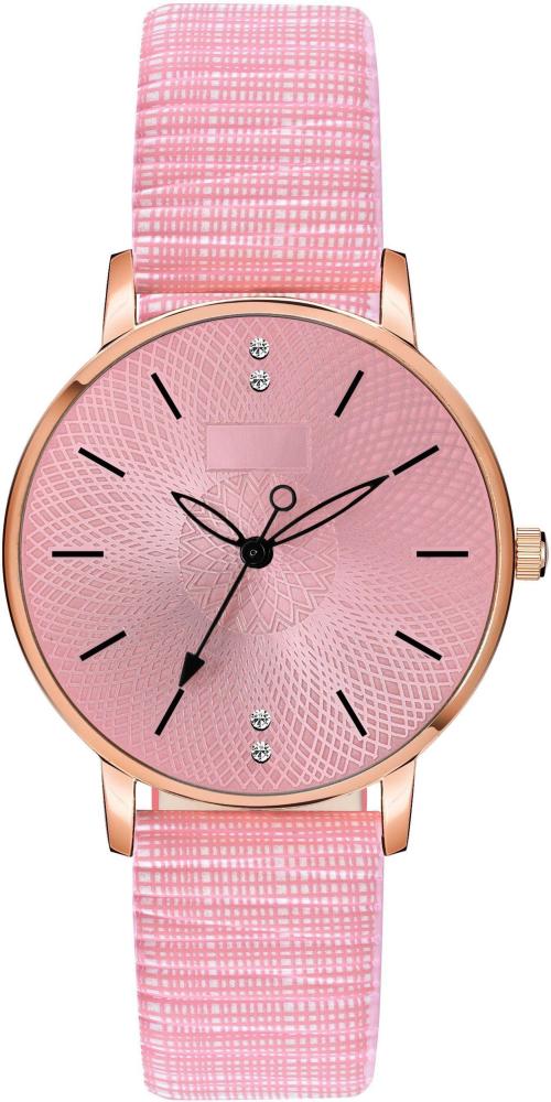 Missfox Analog Pink Dial Pink Strap Watch For Girls