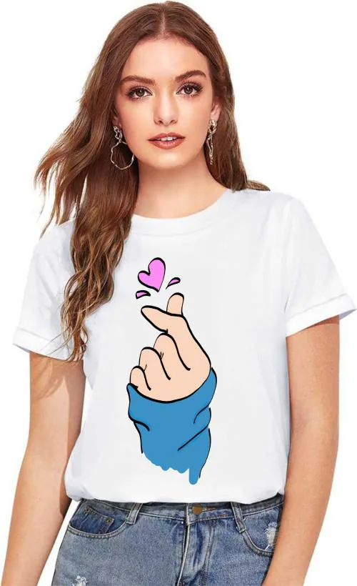 Uniplanet Store Women Multicolor Printed Polyester Round Neck T-Shirt - L (POLYESTER-WONAPHRT-GR)