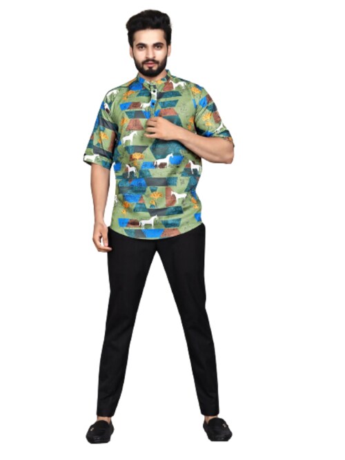 Weafkail Cattle Green and Pink Banana Leaves Hawaiian Shirt Button Down Short Sleeve Hawaiian Shirt for Men