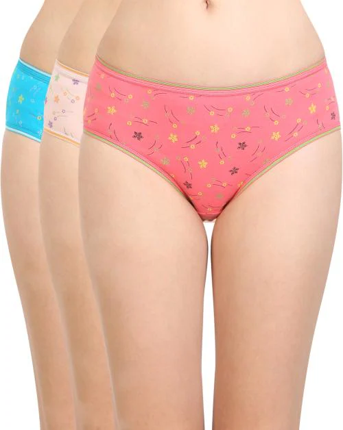 Bodycare women's combed cotton assorted Hipster Panty Pack of 3 ( E300D )