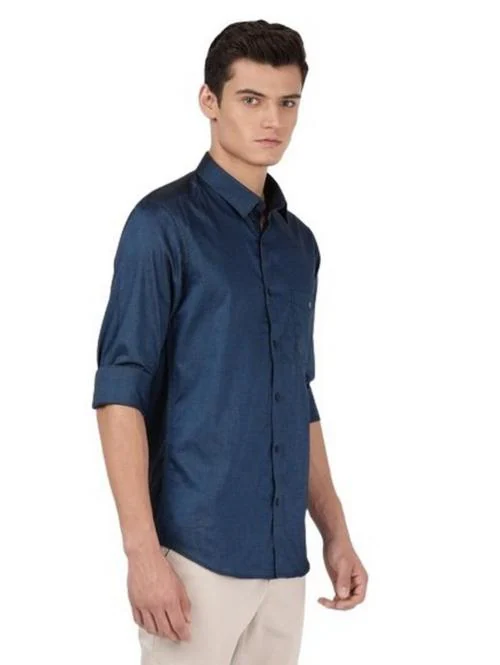 Otto Blue Plain Smart Casual Shirt Trim Fit Atlantis_2 Size 38