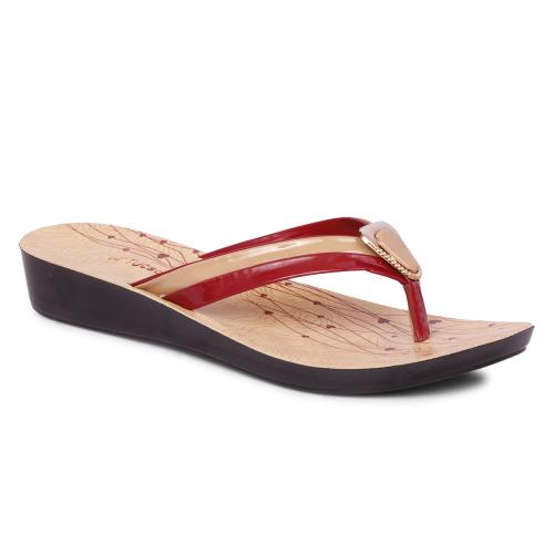 Tucson PU MaroonCream Slip On Classy Comfortable Lite weight Breathable Slippers For Walking | Daily Use |Office Use For Women