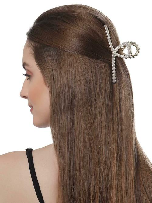 Vogue Hair Accessories Metal Hair Claw Clip Clutcher Hair Clip, White -  JioMart