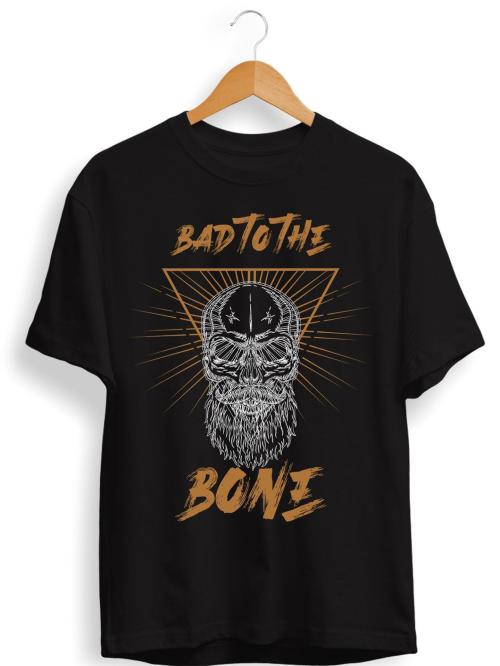MUFTKI T-SHIRT| Men t- shirt| Bad To The Bone Black T-shirt_Small