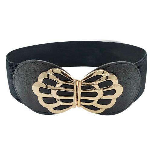 REDHORNSFloral Design Women's Elastic Waist Belt For Dresses - Black