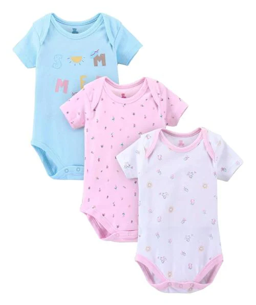 I Bears Half Sleeves Onesies Set Pack of 3, 6-9 Months | Baby Clothes | Baby Boys / Baby Girls | 100% Cotton | Baby Rompers Sets | Infant Clothes | Overalls | Jumpsuits IB6-178