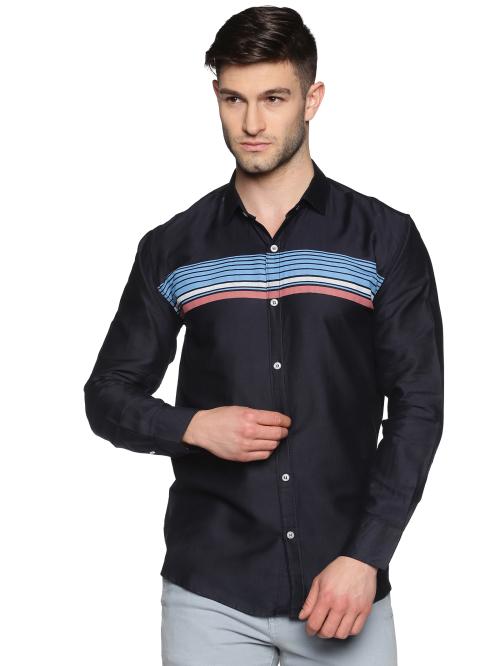 Buy YHA Mens Navy Blue Designer Cotton Shirt Online at Best Prices in