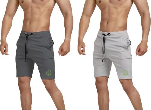 Shine N Show Men Dark Grey, Silver Solid Lycra Blend Pack Of 2 Regular Shorts (Xl)