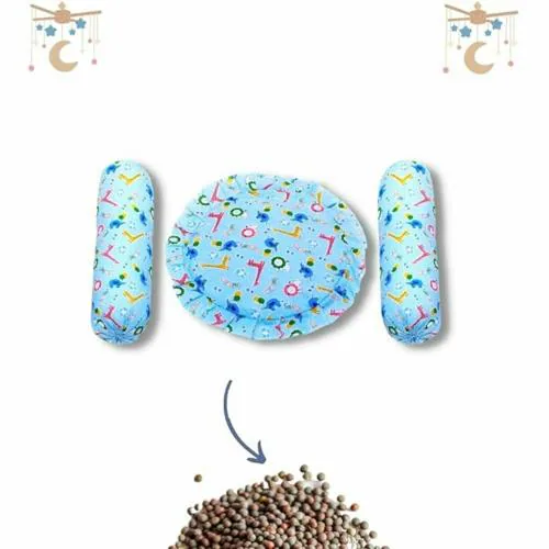 Little Boo Full Rai Mustard Seeds Pillow for Baby-Round Head Shaping with 2 Bolster Baby Pillows,Neck Support for Infant, Babies (0-24months)