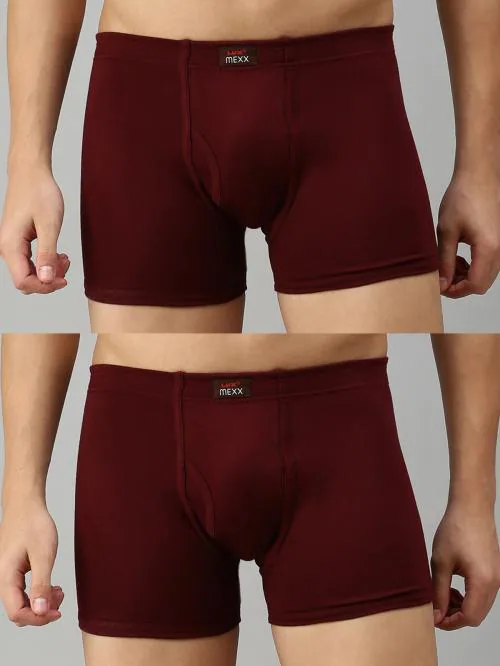 Lux Cozi Mexx Men's Maroon Solid Cotton Pack of 2 Drawers
