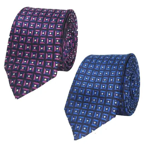 Exotique Red & Blue Microfiber Neck tie Combo For Men (ET0023MU)