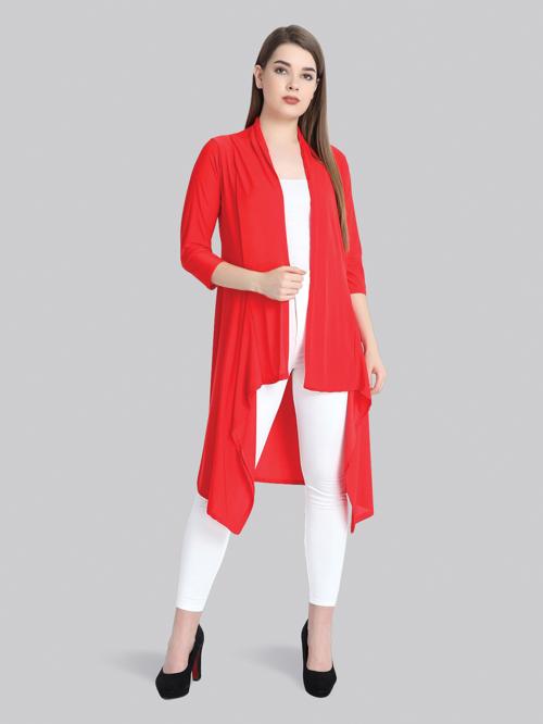 BuyNewTrend Women Red Hosiery Long Shrug