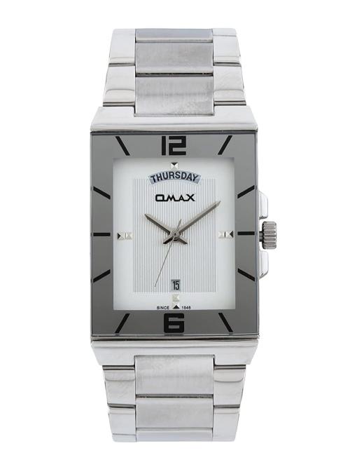 OMAX Analog Silver Watch white Dial With Silver Strap for Men - SS392