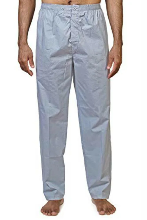 TATWAM Men Solid Cotton Pyjama With Elastic Light Blue XL