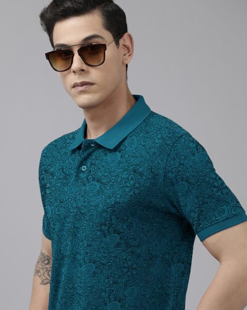 Buy ADORATE Men's Cotton Half Sleeves Printed Polo Tshirt Online at
