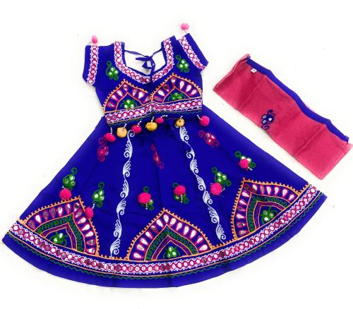 Spack Jerrow New Misri Embroidered Lehenga Choli Set for Baby Girls (Blue_6-12 months)