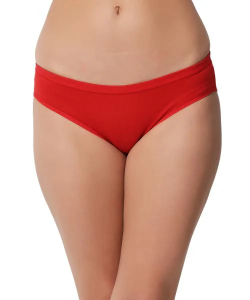 Buy Bleeding Heart's Red Mid Waist Bikini Panty for Women Pack of