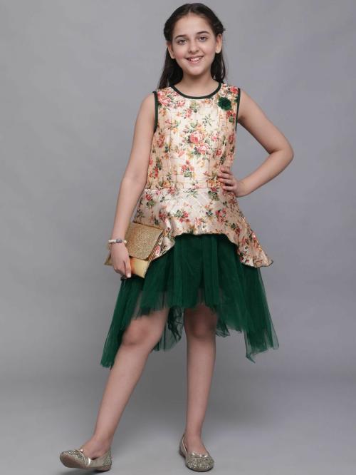 Bollylounge Baby Girl's Bamboo Silk & Net Party Wear Knee Length Dresses