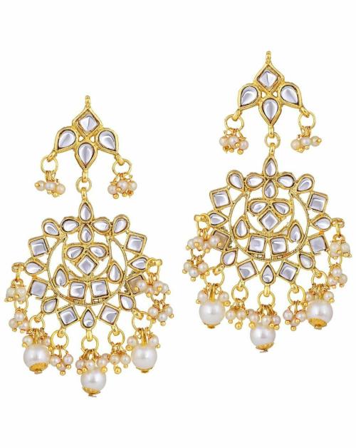 I Jewels White Dangle Earrings for Women