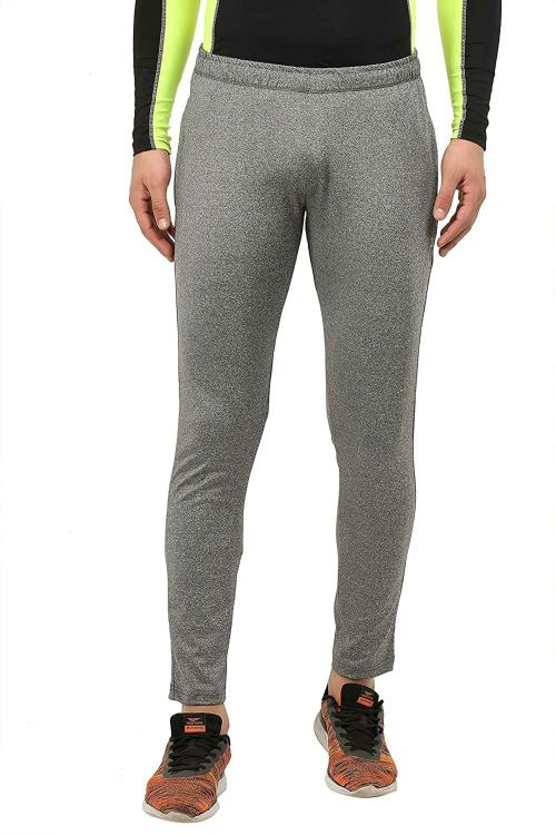 Zesteez Men Light Grey Polyester Lycra Textured Track Pant (L)