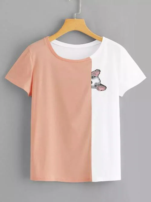 Popster Multi Printed Cotton Round Neck Regular Fit Half Sleeve Womens T-Shirt l women tshirt l tshirt for women