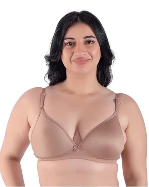 MISSVALENTINE Women's Half Coverage Light Padded Bra Lycra Fabric- Dream- Size- 36 | Color-Nude | Pack of 1