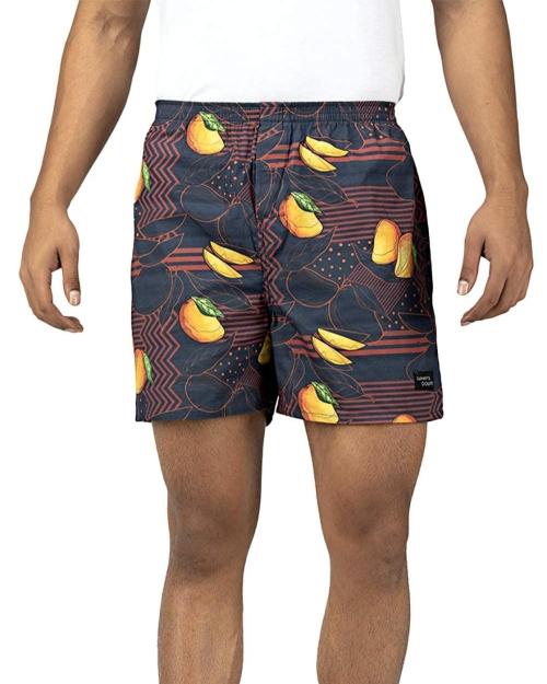 Whats Down Men Multicolor Mango Pattern Pure Cotton Casual Boxer - S