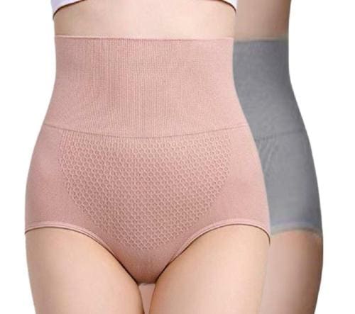 R2N Cotton High Waist Panties Tummy Control Underwear Ladies Briefs Shapewear Double Layer Half Body Shaper Underwear for Women Anti Rolling Strip Tummy Control Shepar Women High Waist Body Shaper Briefs PACK OF 2
