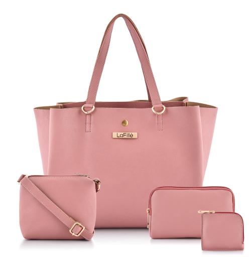 LaFille Handbags For Women & Girls | Set of 4 Combo | Ladies Purse & Sling Bags | Pink | DGN230