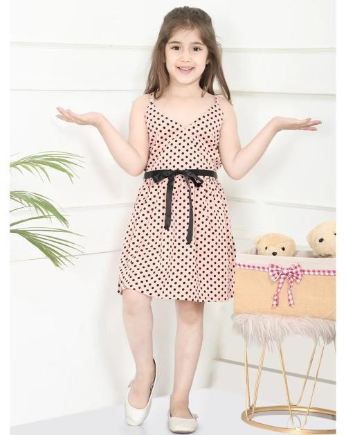 Lilpicks Dusky Brown Strappy Fit And Flare Girls Dress