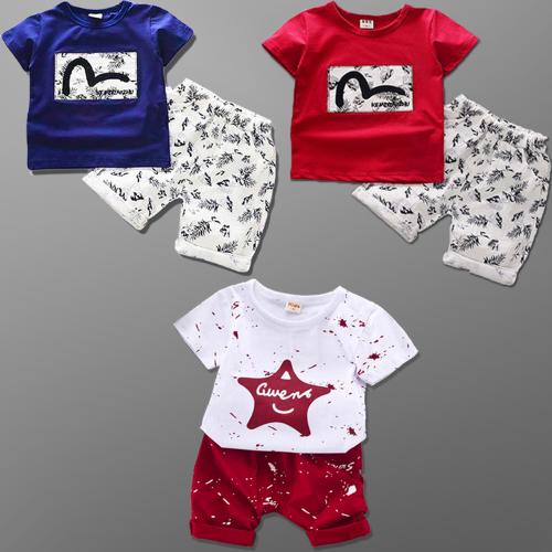 Lofn Stylish Printed Boys & Girls Kids Clothing Sets Pack Of 3 - (1-2 Years)