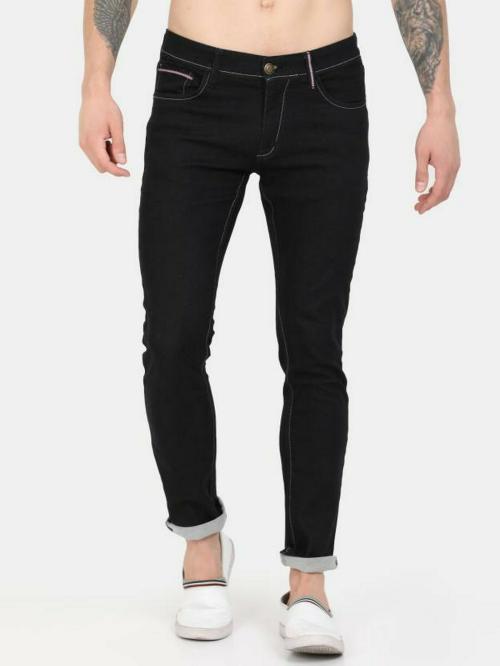 Vudu Men Black Denim Lycra Slim Jeans Size 32