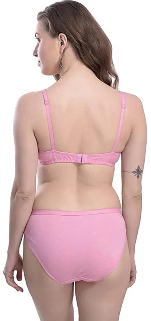 MIXCART Women Bikini Padded Bra & Panty Women Regular Lingerie Set Pink Set Of 3