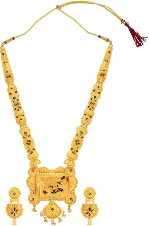 Buy ADMIER Traditional Gold Plated floral design Hand Meena Mangalsutra