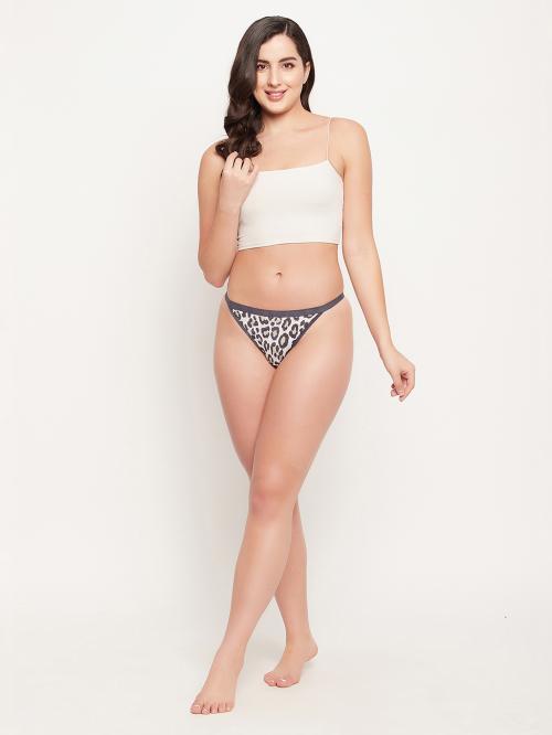 Clovia Nude Animal Print Cotton Single Bikini Panty