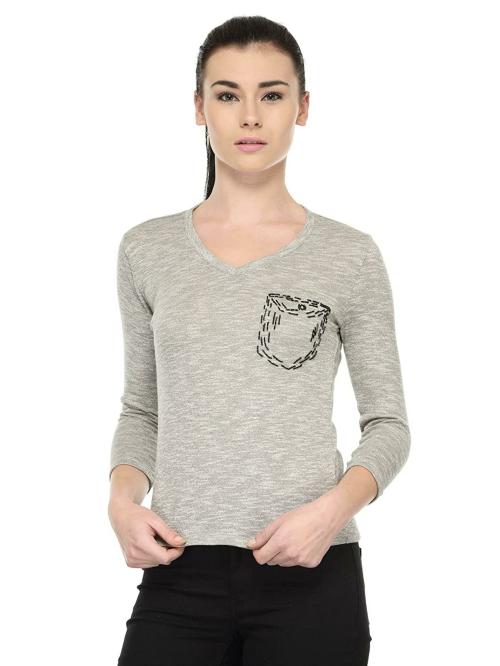 Tunic Nation Women Grey Pure Cotton Top