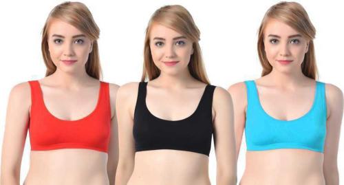 Comfystyle Women Multicolor Cotton Blend Pack Of 3 Full Coverage Non Padded Bra