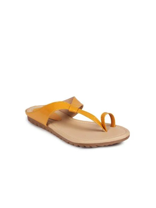 Picktoes Women Yellow One Toe Flats