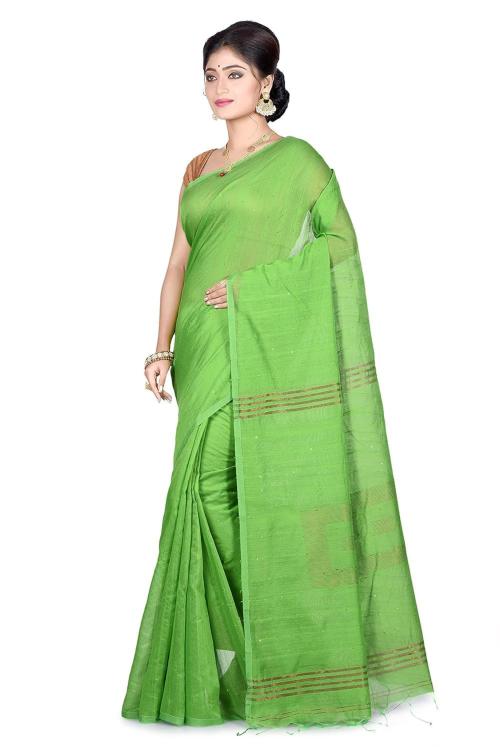 Radnyi Handlooms Box Sequence Tikli Cotton Silk Handloom Saree for Women (Green)
