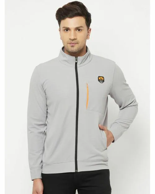 Glito Grey Solid Dry-Fit Regular Fit Sports Wear Jacket/Upper For Men